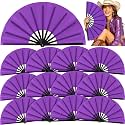Blulu13 Inch Large Folding Fans for Line Dancing, Purple, 12 Pcs