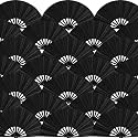 Blulu13 Inch Large Folding Fans for Line Dancing, Black, 24 Pcs