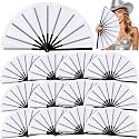 Blulu13 Inch Large Folding Fans for Line Dancing, White, 12 Pcs