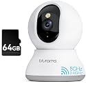 blurams Security Camera 2K, Baby Monitor Dog Camera 360-degree for Home Security (White + 64GB TF Card)