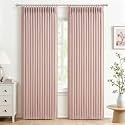 Blush Pink Double Layer Linen Pinch Pleated Curtains 90 Inches Long for Kids Room 2 Panels Set, Beautiful Memory Shape Blackout Insulated Noise Reducing Textured Viral Windows Drapes 40 x 90 Length