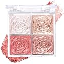 Blusher Palette Powder – 4 Colors Matte & Shimmer Blush Highlighter & Long-Wearing Water-Proof, MNatural-Looking Glow Smooth & Lightweight Formula Portable Compact Design (Multicolor)
