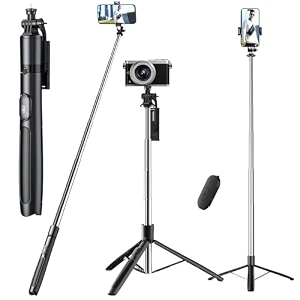 s64k selfie stick with tripod and remote control - 360 rotation full stability compact design compatible with android smartphones - double light