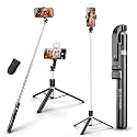 Selfie Stick Tripod with Light 67 inch /170cm Tripod for Mobile Phone Multi Functional Bluetooth Long Selfie Stick for Travel Vlogging (GenZ Stick 170 CM)
