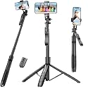 SG-15 Selfie Stick with Tripod Stand 360 Degree Rotation Bluetooth Remote Quadripod Stand Balance Handle 71-inch Selfie Stick for Phone Camera Gopro 360°Panoramic Shooting Vlogging Live