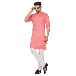 Traditional Cotton Self Design Kurta Pajama Set