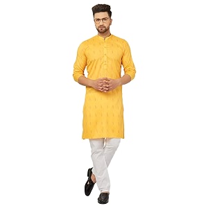 Traditional Cotton Self Design Kurta Pajama Set