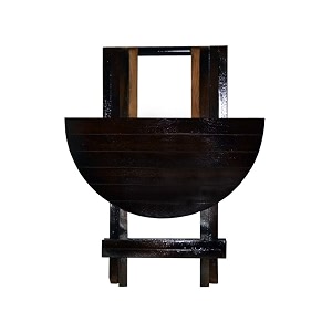 bm wood furniture sheesham wood foldable patio teacoffee table  for balcony garden and outdoor  round table  walnut finish
