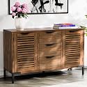 Bme Millie Premium Solid Wood Sideboard Storage Cabinet with Storage, Pre-Assembled with 3 Drawers &amp; 2 Doors, Adjustable Shelves