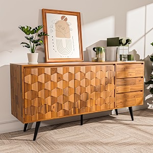 bme georgina sideboard 2 doors amp 3 drawers mid century teak brown 6134