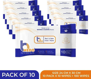 bmedo body cleansing wet bed bath wipes for adults10x10 100 wipes