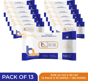 bmedo body cleansing wet bed bath wipes for adults10x13130 wipes