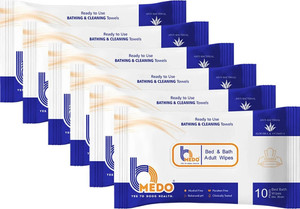 bmedo body cleansing wet bed bath wipes for adultspack of 6