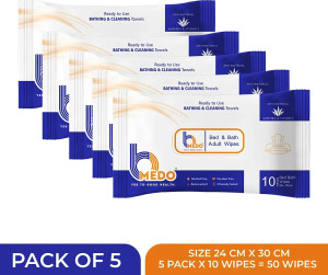 bmedo body cleansing wet bed bath wipes for adultspack of 5