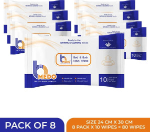 bmedo body cleansing wet bed bath wipes for adults8x10 80 wipes