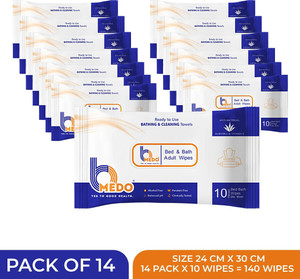 bmedo body cleansing wet bed bath wipes for adults10x14140 wipes