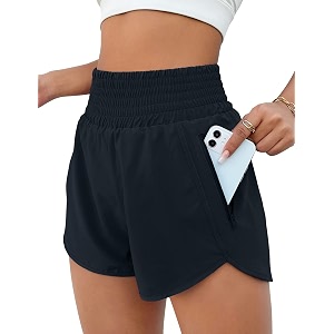 bmjl women39s athletic shorts high waisted running shorts pocket sporty shorts gym elastic workout shorts