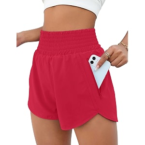 bmjl women39s athletic shorts high waisted running shorts pocket sporty shorts gym elastic workout shorts