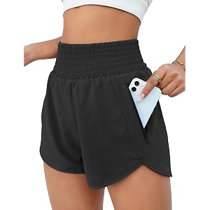 bmjl women39s athletic shorts high waisted running shorts pocket sporty shorts gym elastic workout shorts