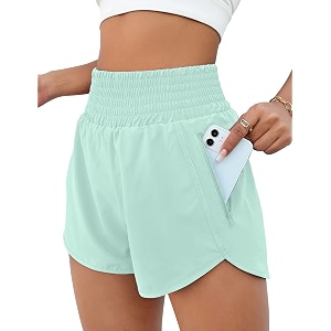bmjl women39s athletic shorts high waisted running shorts pocket sporty shorts gym elastic workout shorts