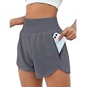 BMJL Women's Athletic Shorts High Waisted Running Shorts Pocket Sporty Shorts Gym Elastic Workout Shorts
