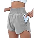 BMJL Women's Athletic Shorts High Waisted Running Shorts Pocket Sporty Shorts Gym Elastic Workout Shorts