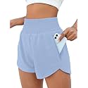 BMJL Women's Athletic Shorts High Waisted Running Shorts Pocket Sporty Shorts Gym Elastic Workout Shorts