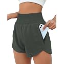 BMJL Women's Athletic Shorts High Waisted Running Shorts Pocket Sporty Shorts Gym Elastic Workout Shorts