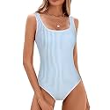 BMJL Womens One Piece Swimsuit Sports Ribbed High Cut Slimming Bathing Suit