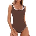 BMJL Womens One Piece Swimsuit Sports Ribbed High Cut Slimming Bathing Suit