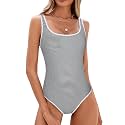 BMJL Womens One Piece Swimsuit Sports Ribbed High Cut Slimming Bathing Suit