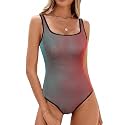 BMJL Womens One Piece Swimsuit Sports Ribbed High Cut Slimming Bathing Suit