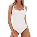 BMJL Womens One Piece Swimsuit Sports Ribbed High Cut Slimming Bathing Suit