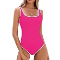 BMJL Womens One Piece Swimsuit Sports Ribbed High Cut Slimming Bathing Suit