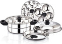 BMS Lifestyle Stainless Steel Steamer Pot (2 Idli Plates|1 Mini Idli Plate|1 Dhokla Plate) Induction & Standard Idli Maker (4 Plates, 9 Idlis )