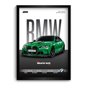 bmv m3 cs poster  framed a4 sized 31 x 23 cm  car posters for wall gift for boys  supercar frames  bmv poster m3 sportscar frame  car posters for wall bedroom hostel study room f_120