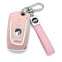 For BMW X5 Car Key cover & Key chain accessories (Pink set)