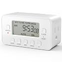 BN-LINK 7-Day Heavy Duty Digital Timer with Dual Outlet, LCD Display, 3-Prong Programmable Design, for Lights, Fans, Coffee Machine, Home, Kitchen, Office, Indoor Use, 125V 15A 1875W, 1 Pack