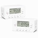 BN-LINK 7-Day Heavy Duty Digital Timer with Dual Outlet, LCD Display, 3-Prong Programmable Design, for Lights, Fans, Coffee Machine, Home, Office, Indoor Use, 125V 15A 1875W, 2 Pack