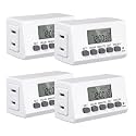 BN-LINK Indoor 24H Programmable Digital Timer Outlet, Slim 1 Outlet, 4 Pack