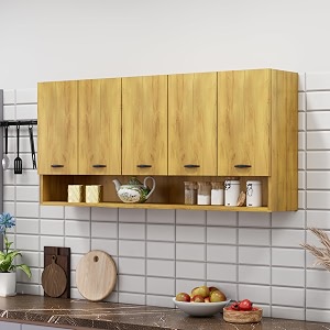 bniture engineered wood wall-mount kitchen cabinet  modular kitchen storage cabinet with shelves amp 5 doors  space-saving wall cabinet for kitchen giant wood