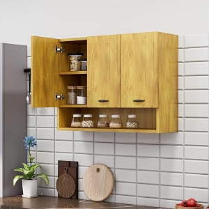 bniture engineered wood wall-mount kitchen cabinet  modular kitchen storage cabinet with shelves amp 3 doors  space-saving wall cabinet for kitchen giant wood