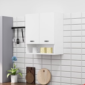 bniture engineered wood wall-mount kitchen cabinet  modular kitchen storage cabinet with shelves amp 2 doors  space-saving wall cabinet for kitchen frosty white
