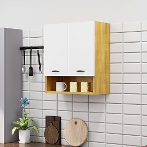 bniture engineered wood wall-mount kitchen cabinet  modular kitchen storage cabinet with shelves amp 2 doors  space-saving wall cabinet for kitchen giant wood amp frosty white