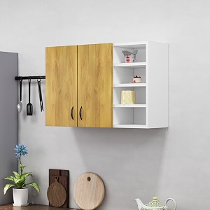 bniture engineered wood wall-mount kitchen cabinet  modular kitchen storage cabinet with shelves amp 2 doors with open box  space-saving wall cabinet for kitchen frosty white amp giant wood