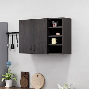 bniture engineered wood wall-mount kitchen cabinet  modular kitchen storage cabinet with shelves amp 2 doors with open box  space-saving wall cabinet for kitchen flower wenge