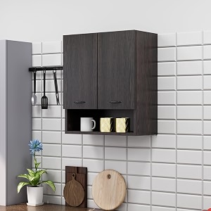 bniture engineered wood wall-mount kitchen cabinet  modular kitchen storage cabinet with shelves amp 2 doors  space-saving wall cabinet for kitchen flower wenge