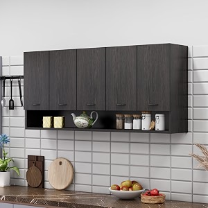 bniture engineered wood wall-mount kitchen cabinet  modular kitchen storage cabinet with shelves amp 5 doors  space-saving wall cabinet for kitchen flower wenge