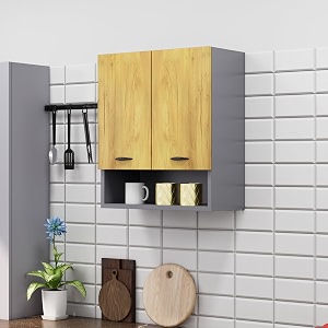 bniture engineered wood wall-mount kitchen cabinet  modular kitchen storage cabinet with shelves amp 2 doors  space-saving wall cabinet for kitchen slate grey amp giant wood