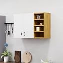 Bniture Engineered Wood Wall-Mount Kitchen Cabinet | Modular Kitchen Storage Cabinet with Shelves &amp; 2 Doors with Open Box | Space-Saving Wall Cabinet for Kitchen (Giant Wood &amp; Frosty White)